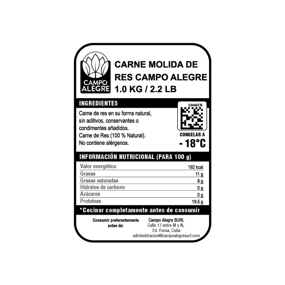 Carne de res molida Campo Alegre (1 kg / 2.2 lb) - 3