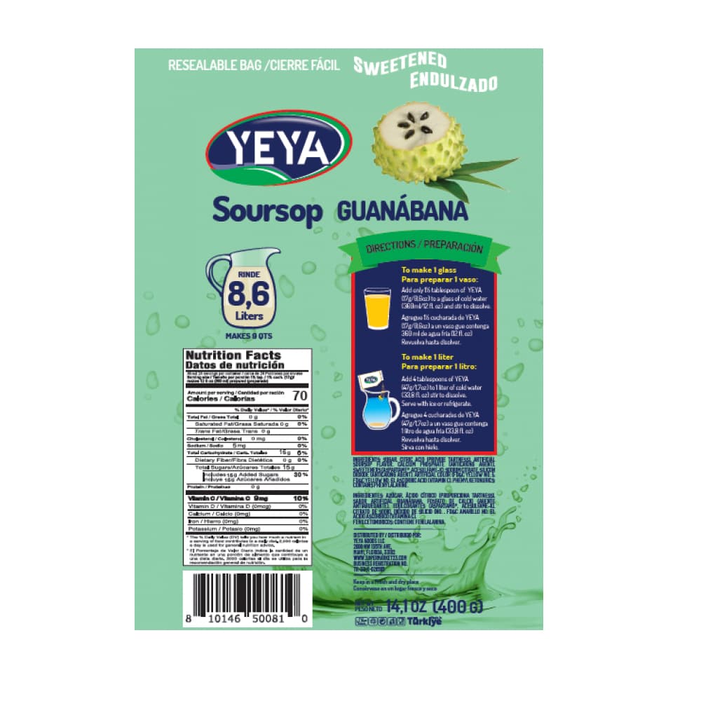 Refresco instantáneo sabor a guanábana YEYA (400 g / 14.1 oz) - 4