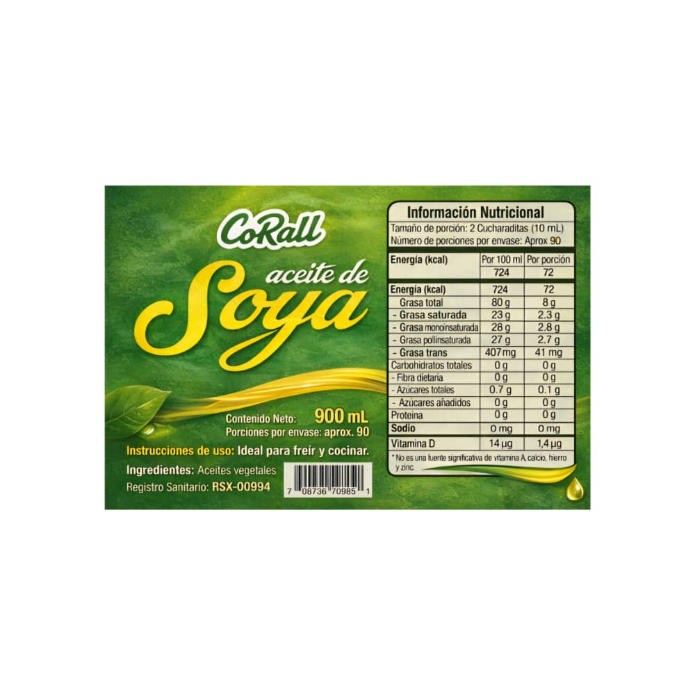 Aceite de soya CoRall (900 ml) - 2