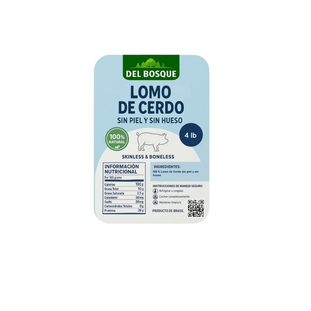 Lomo de cerdo sin piel y sin hueso Del Bosque (1.82 kg / 4 lb) - 2