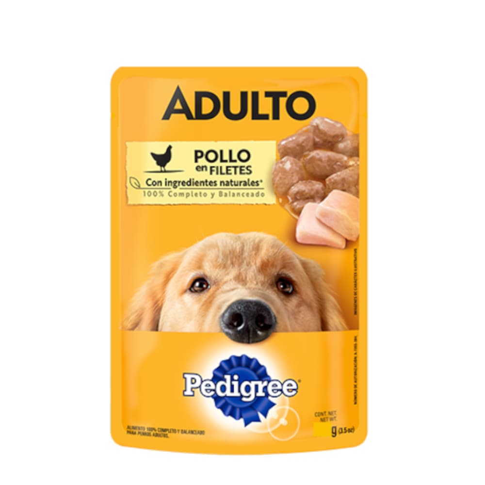 Comida para perros adultos pollo en filetes Pedigree (100 g / 3.52 oz)