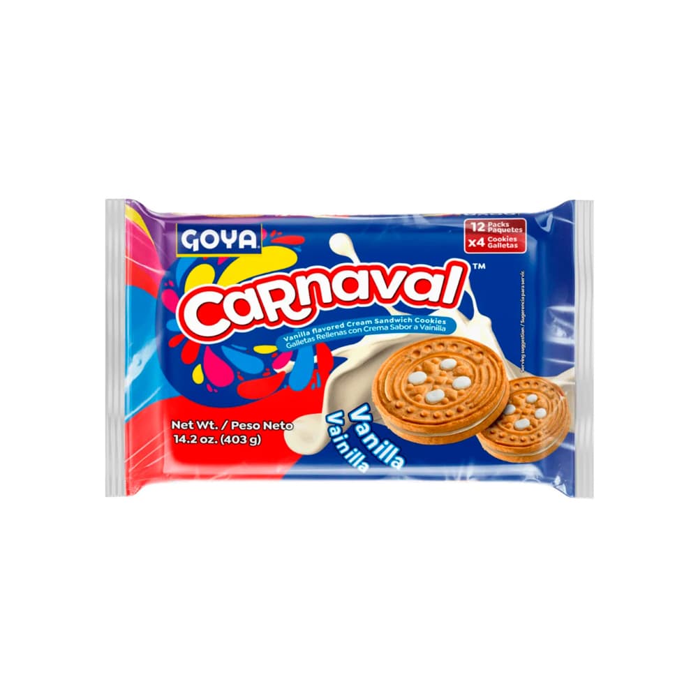 Galletas de vainilla rellenas con crema sabor a vainilla Carnaval Goya (403 g / 14.2 oz)