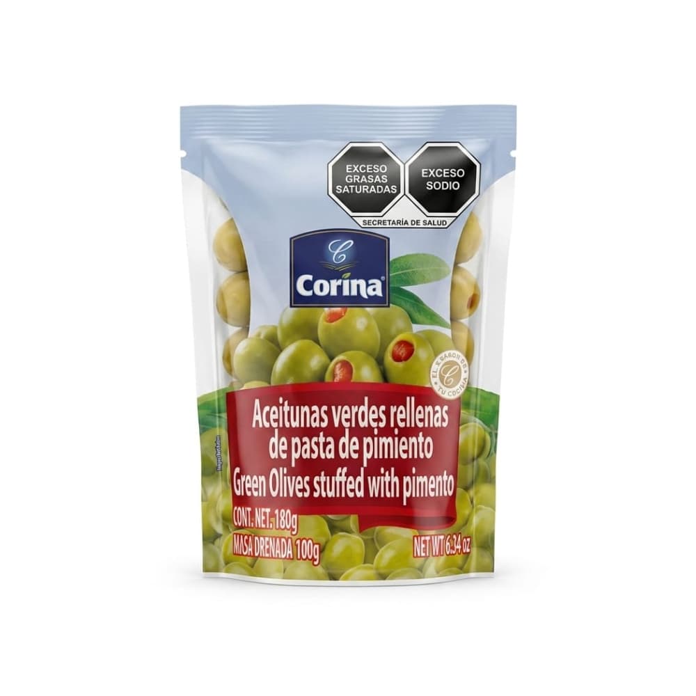 Aceitunas verdes rellenas de pasta de pimiento Corina (180 g / 6.34 oz)