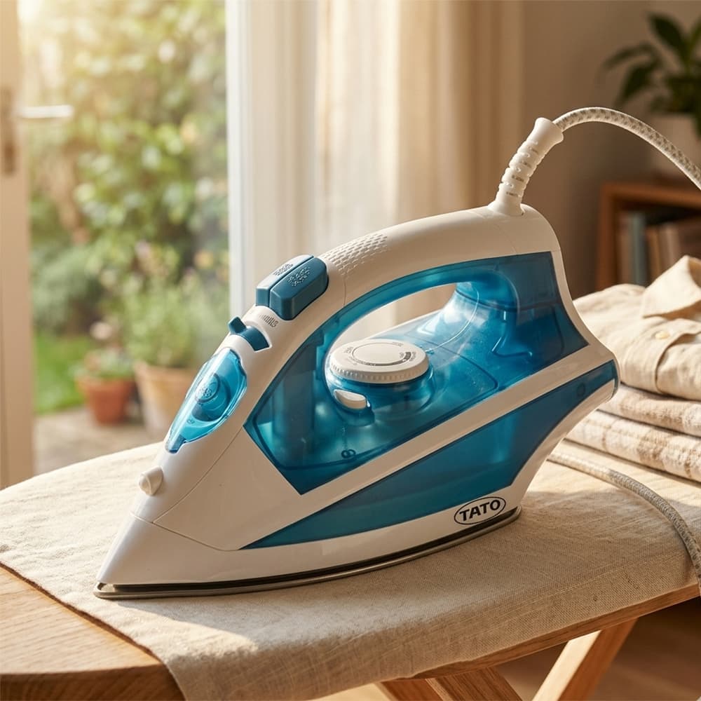 Plancha de vapor eléctrica blanca y azul TATO YB-202 - 4