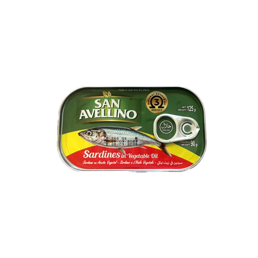 Sardinas en aceite vegetal San Avellino (125 g / 4.40 oz)