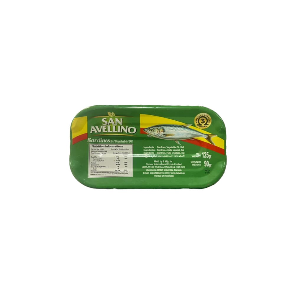 Sardinas en aceite vegetal San Avellino (125 g / 4.40 oz) - 2