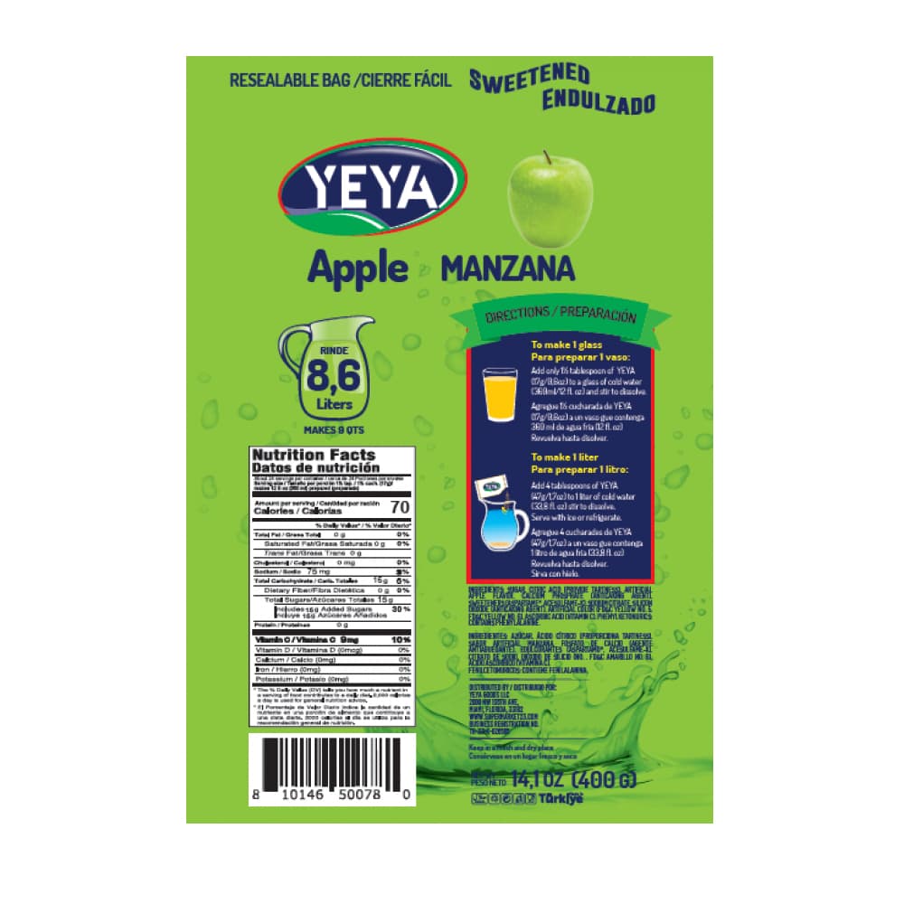 Refresco instantáneo sabor a manzana YEYA (400 g / 14.1 oz) - 3