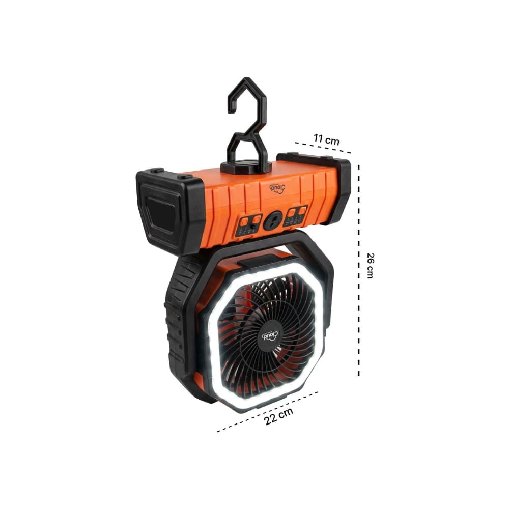 Ventilador recargable con luz LED color naranja Cloud F6 CEPFWS-B - 2
