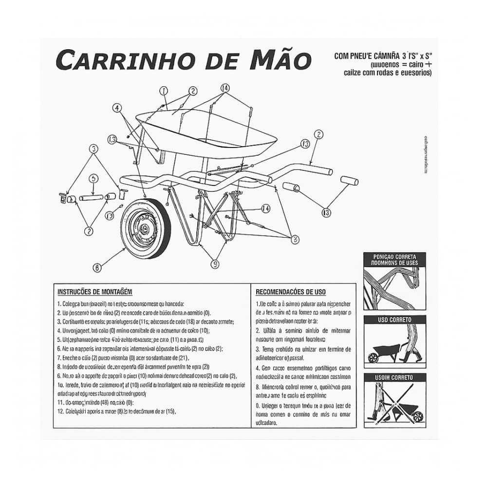 Carretilla galvanizada gris de carga cubo recto Vonder - 4