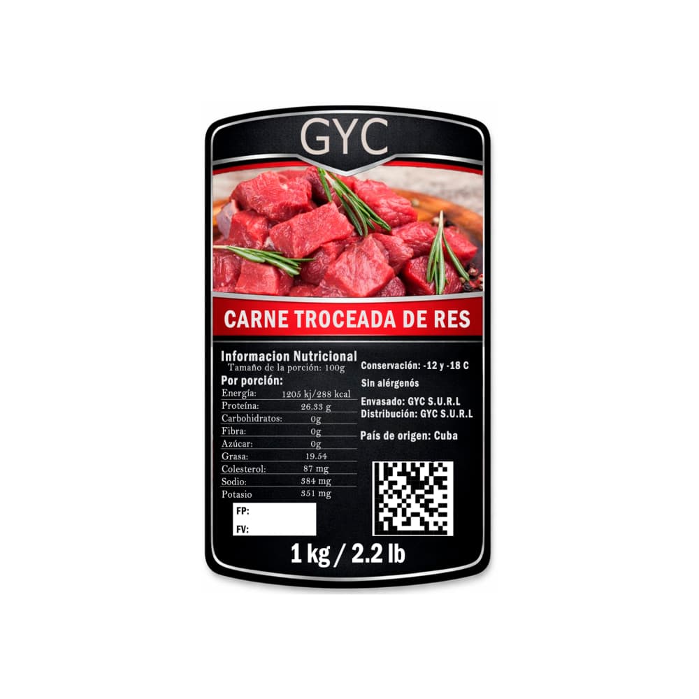 Carne troceada de res GYC (1 kg / 2.2 lb) - 2