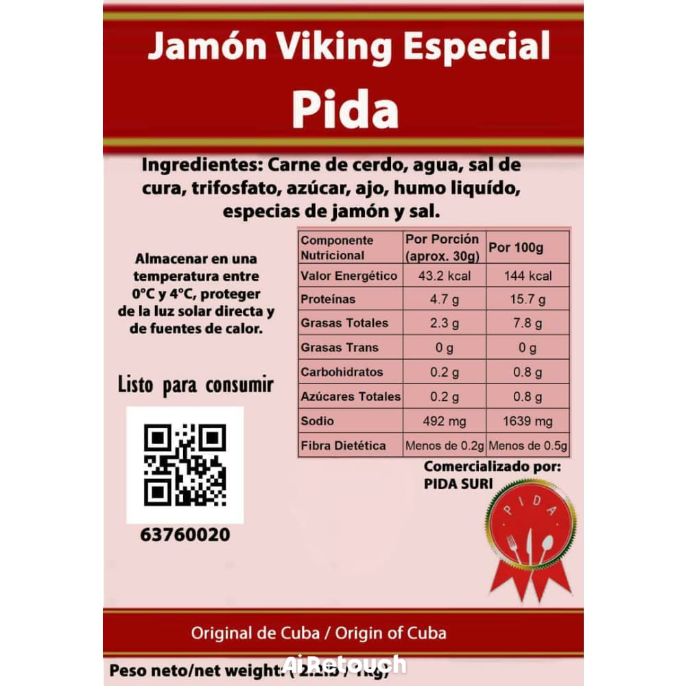 Jamón viking especial Pida (1 kg / 2.20 lb) - 2