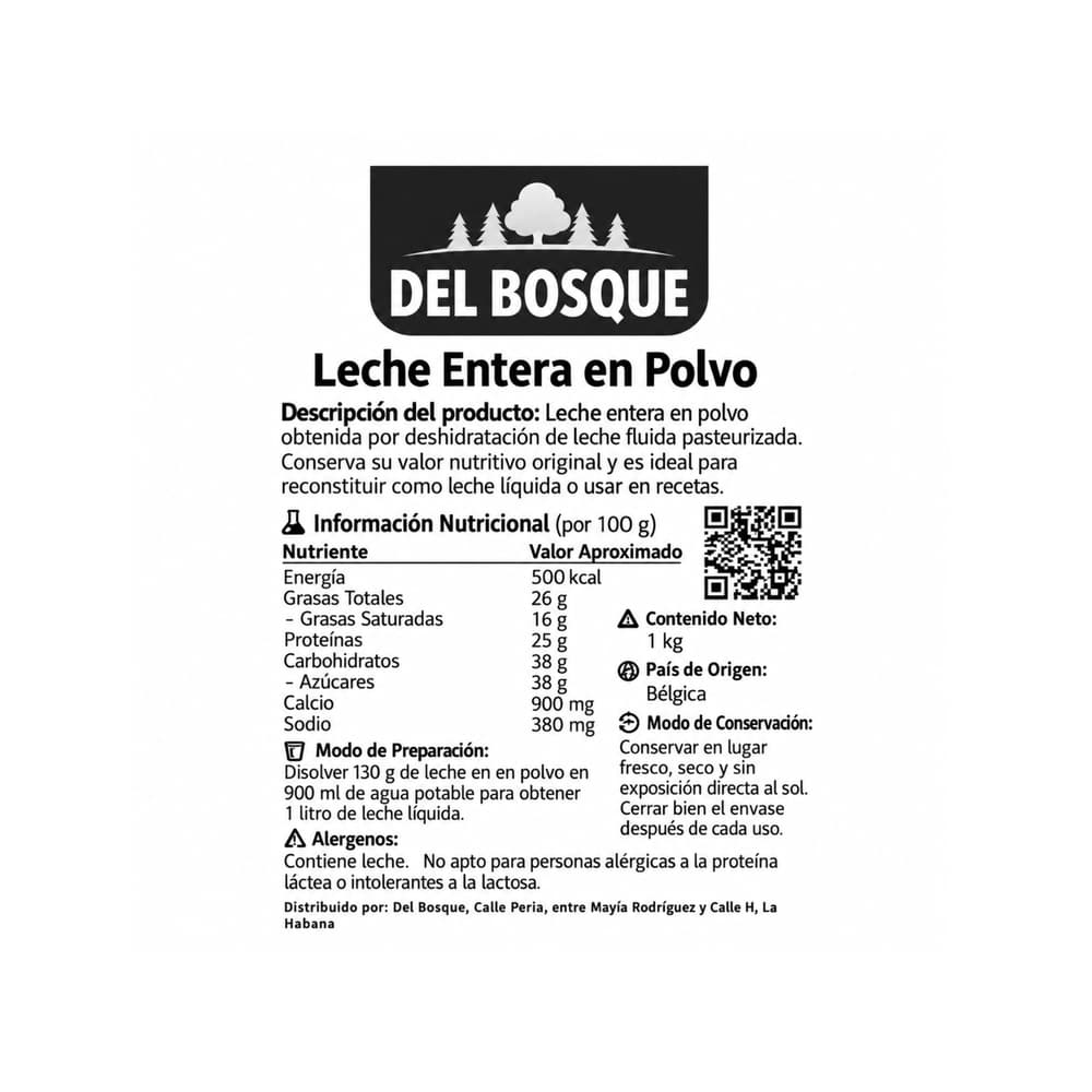 Leche en polvo entera Del Bosque (1 kg / 2.2 lb) - 2