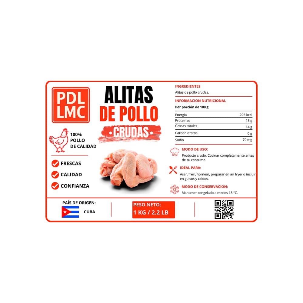 Alitas de pollo crudas PDL LMC (1 kg / 2.2 lb) - 4