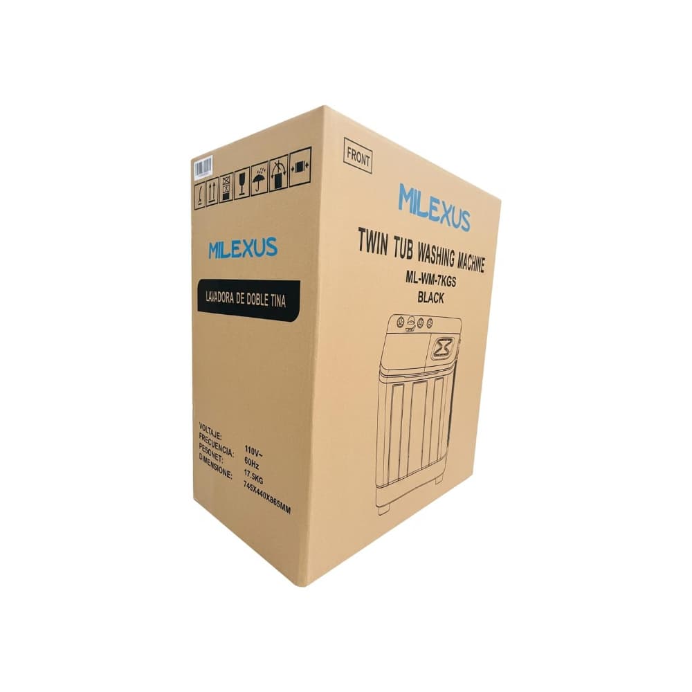 Lavadora semiautomática de doble tina 7 kg color gris Milexus ML-WM-7KGS - 4