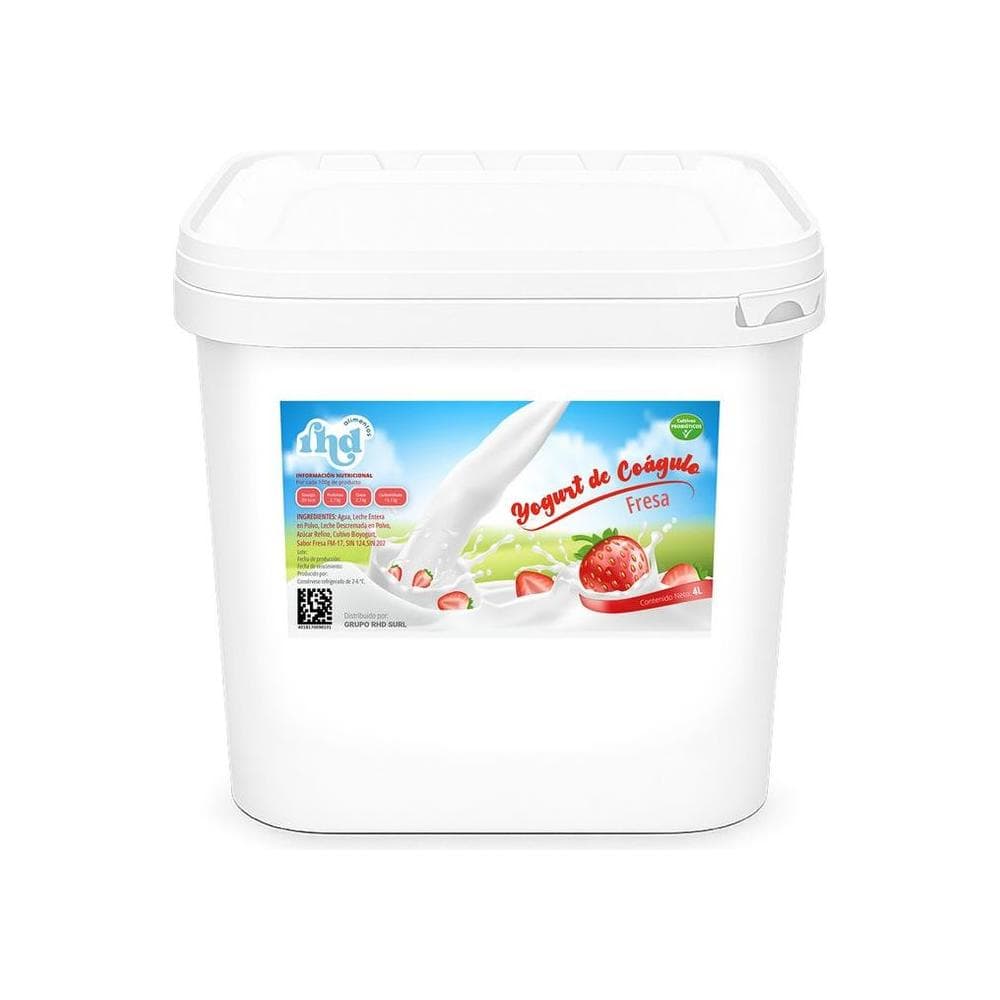 Yogurt probiótico de coágulo sabor fresa RHD (4 L)