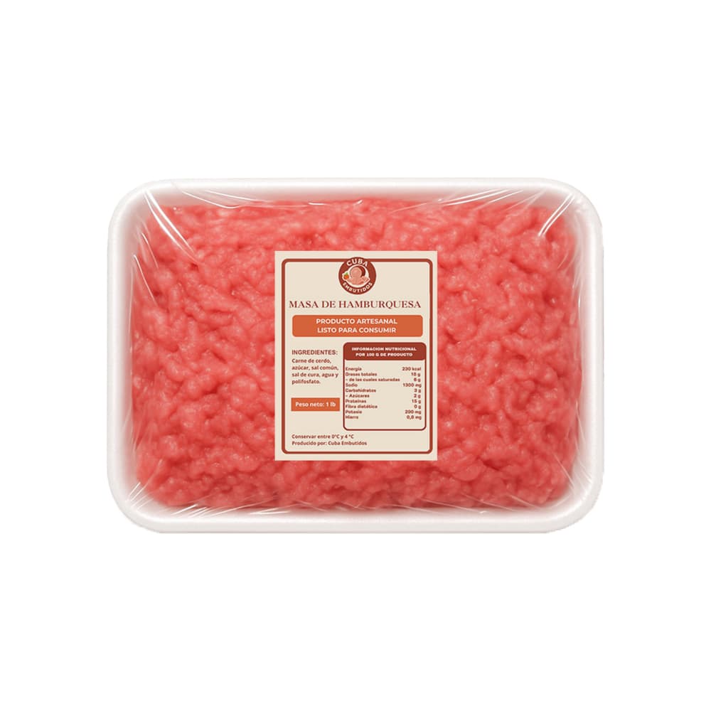 Masa de hamburguesa especial Cuba Embutidos (454 g / 1 lb)