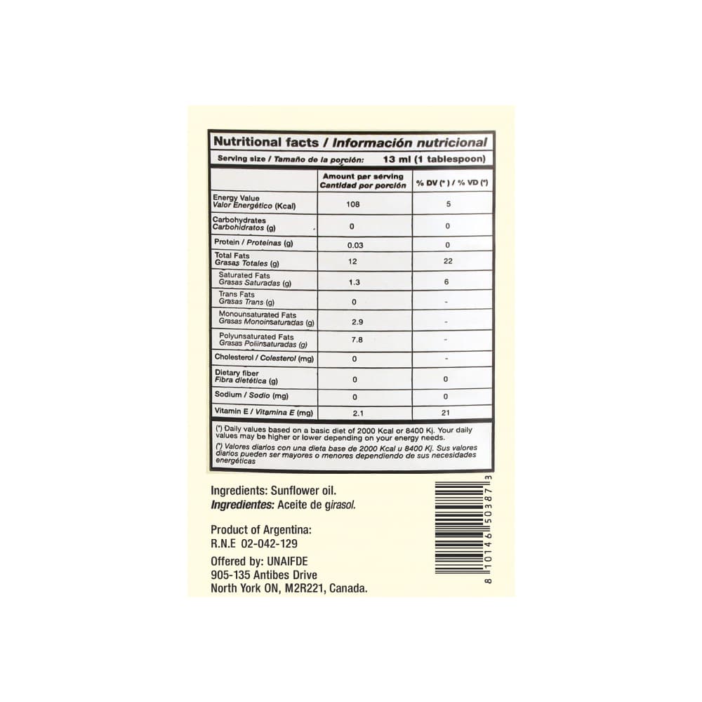 Aceite de girasol refinado YEYA (900 ml / 30.4 oz) - 2
