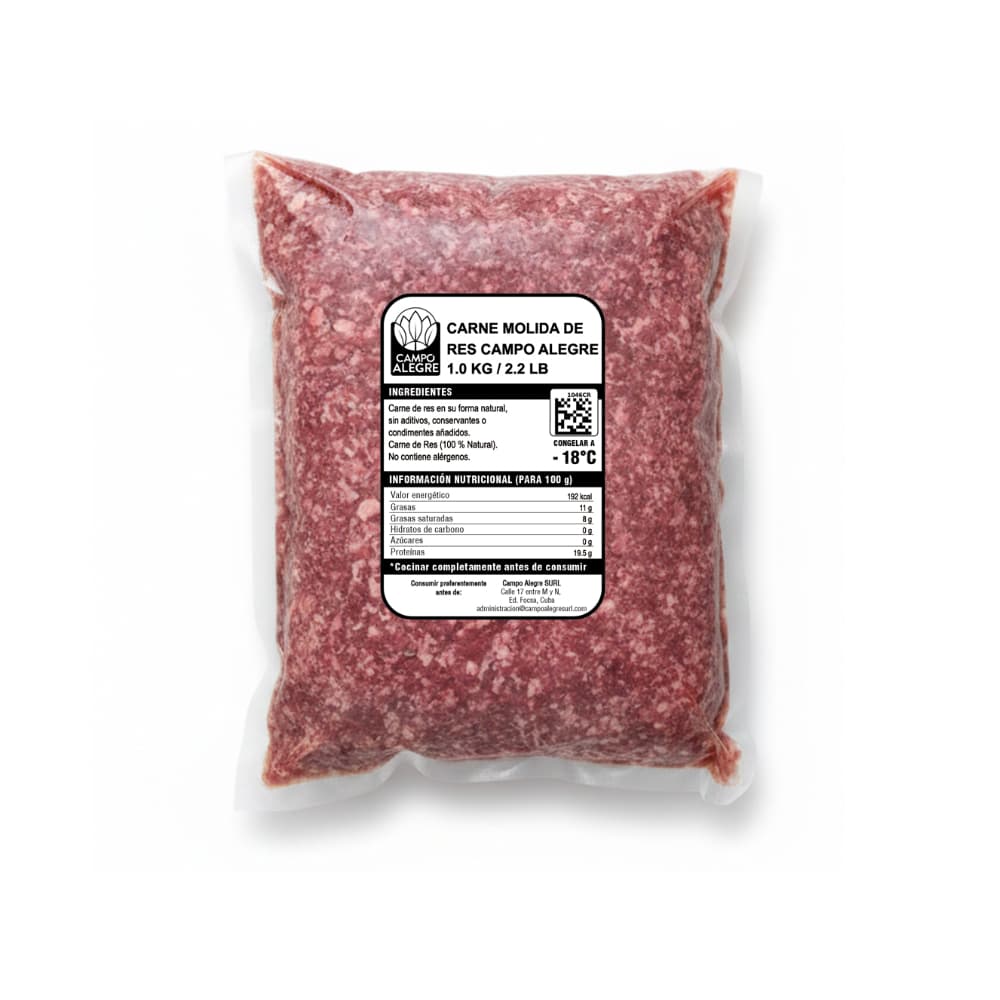 Carne de res molida Campo Alegre (1 kg / 2.2 lb)