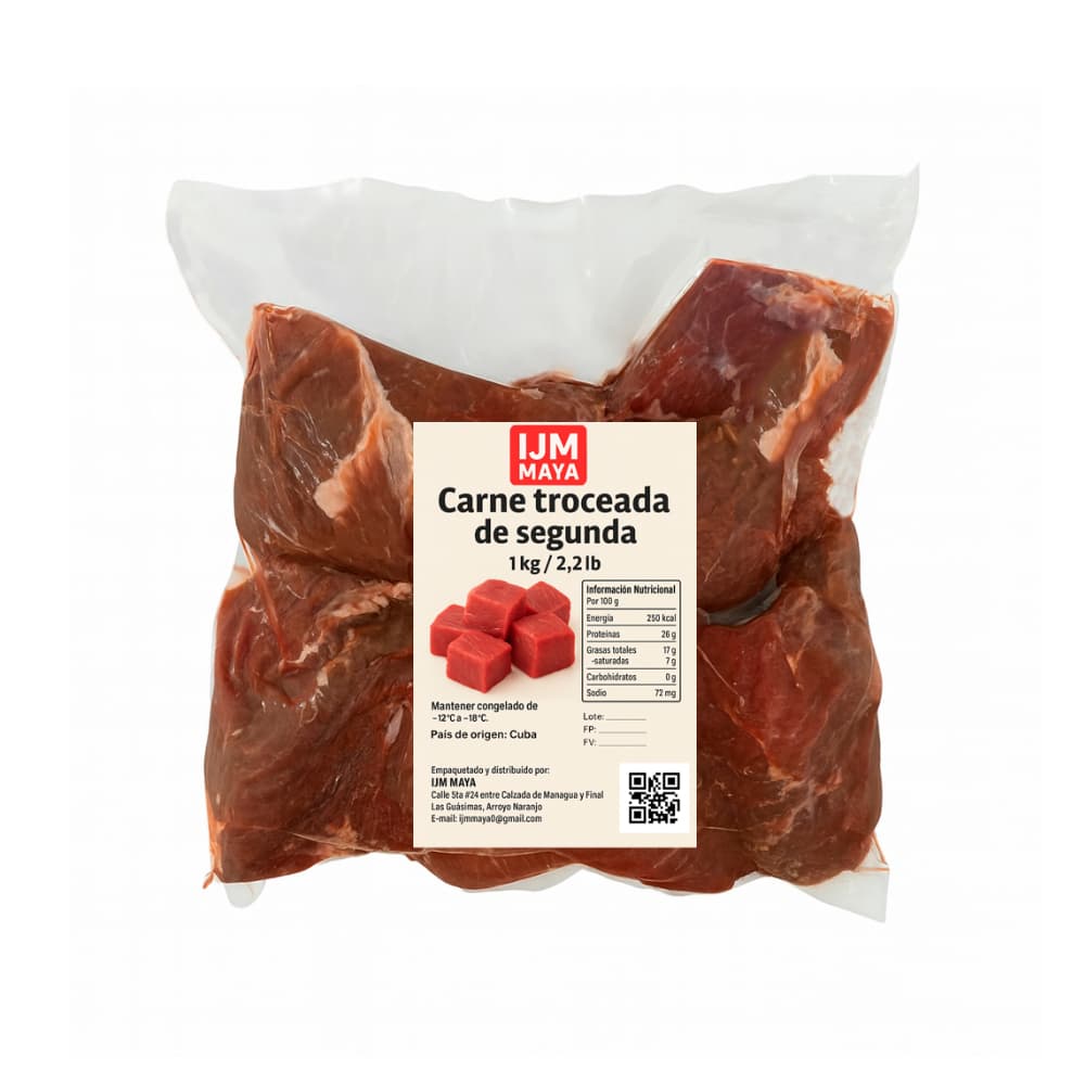 Carne de res troceada de segunda IJM Maya (1 kg / 2.2 lb)