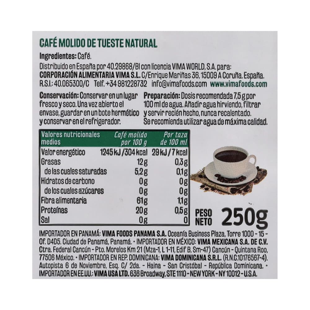 Café molido natural Vima Foods (250 g / 8.81 oz) - 4