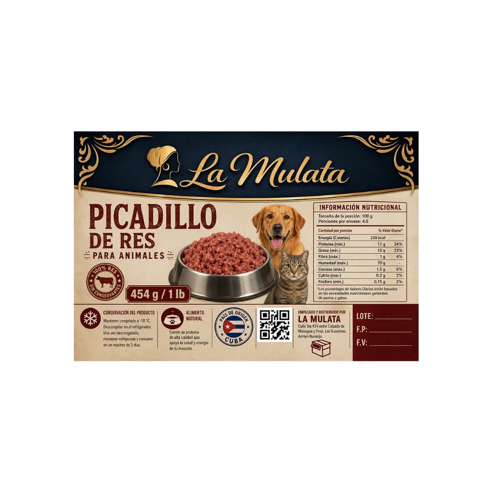 Picadillo de res para animales La Mulata (454 g / 1 lb) - 2