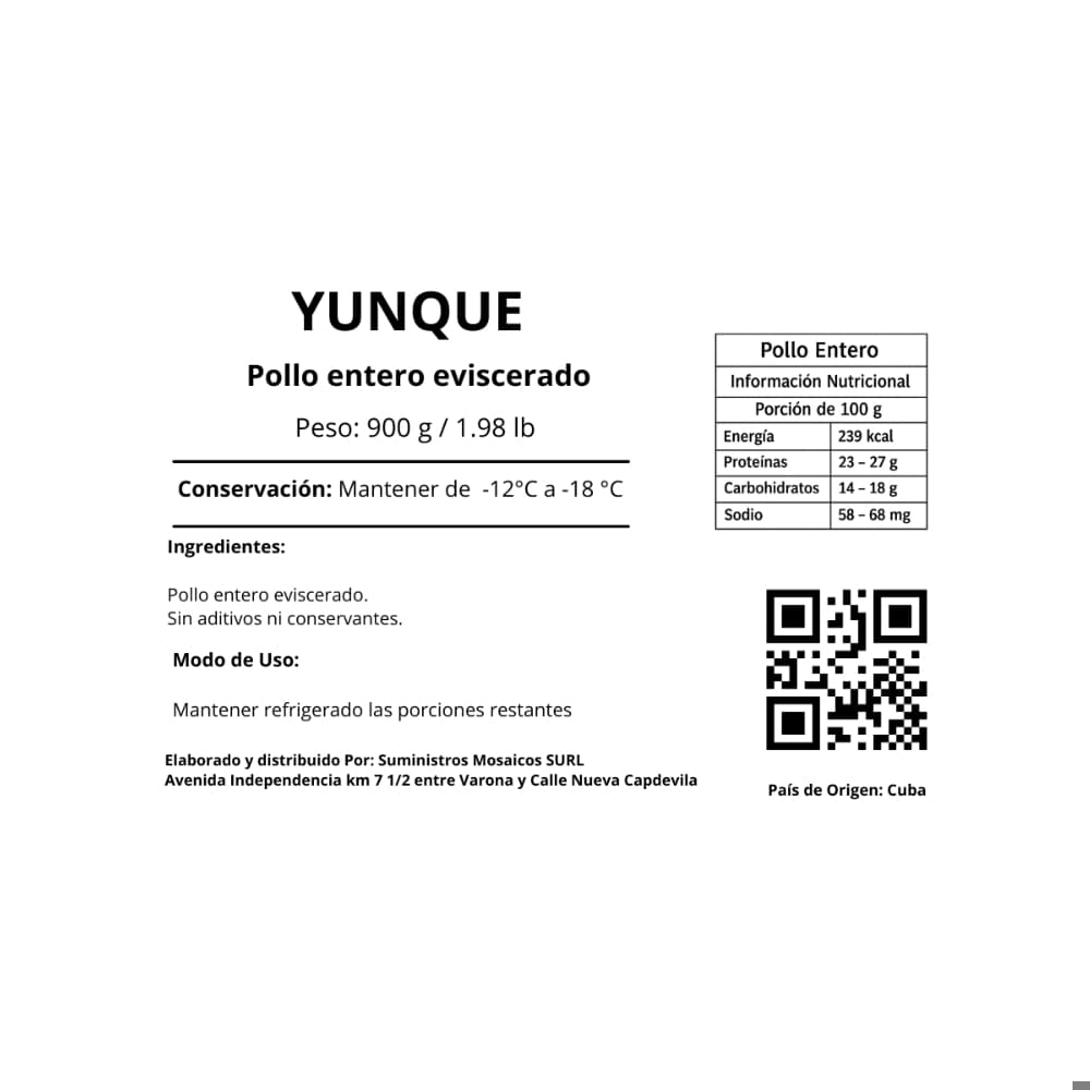 Pollo entero eviscerado Yunque (900 g / 1.98 lb) - 3