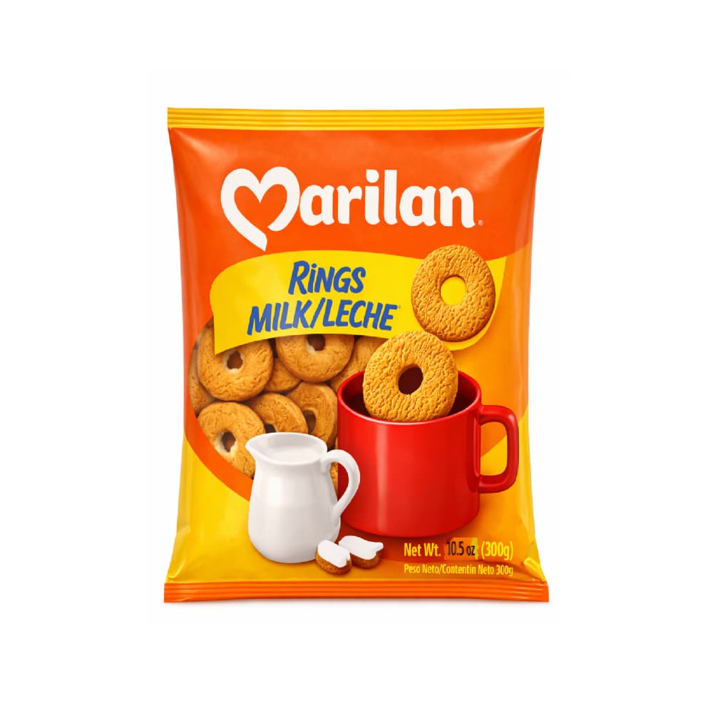 Galleta de leche con forma de rosquilla Rings Marilan (300 g / 10.58 oz)