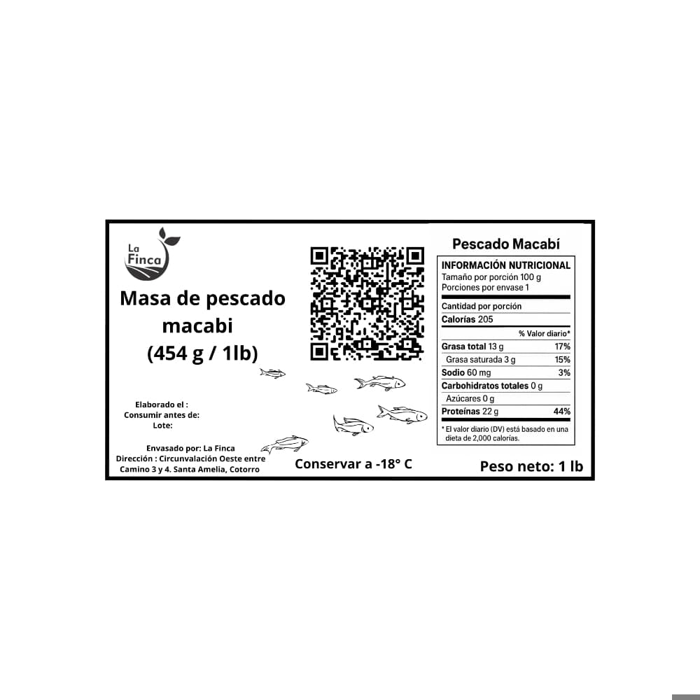 Masas de pescado macabí La Finca (454 g / 1 lb) - 2