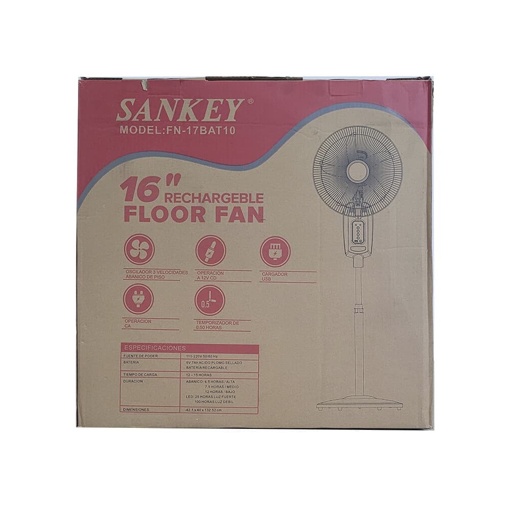 Ventilador recargable de pedestal de 16" con lámpara integrada Sankey FN-17BAT10 - 2