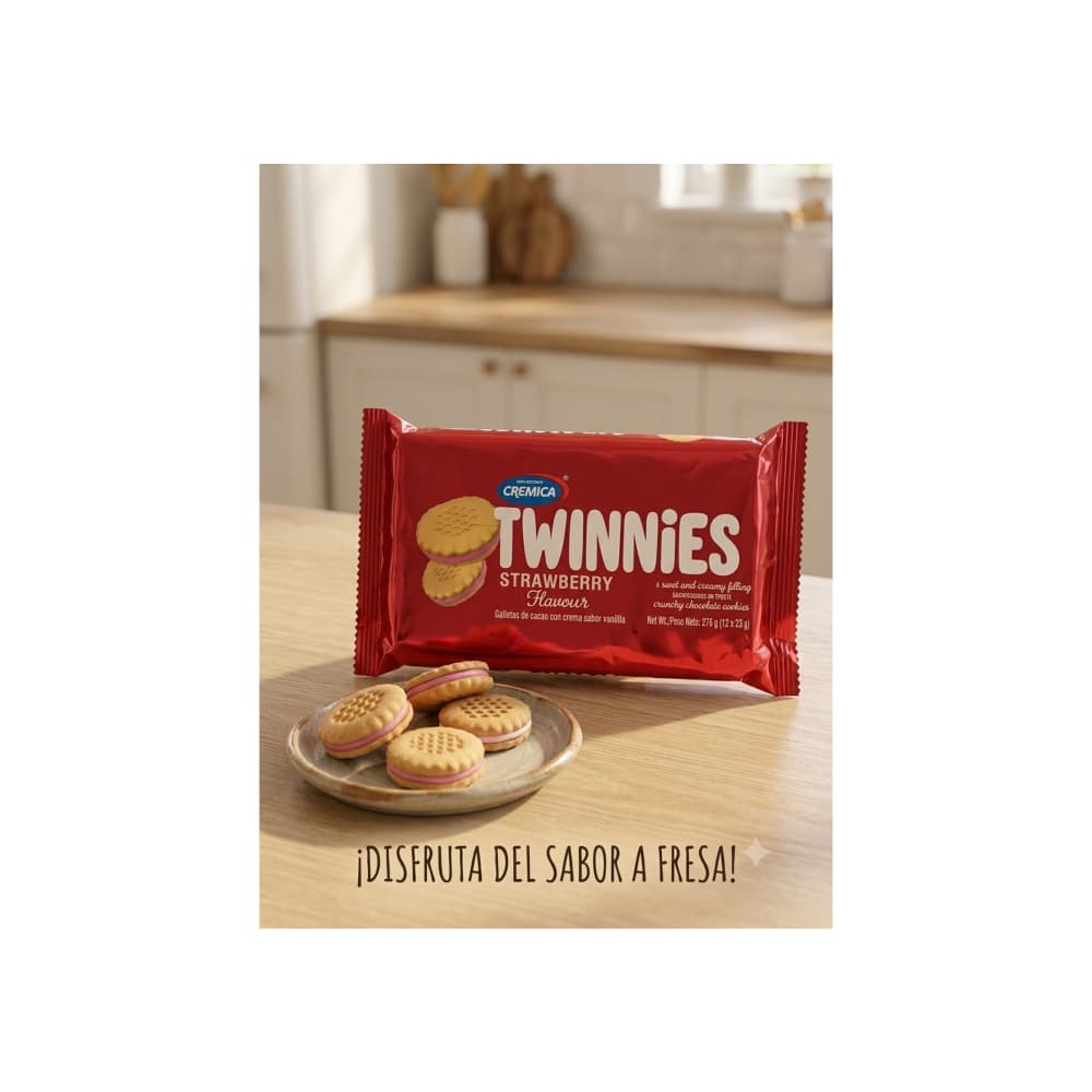 Galletas de vainilla con crema sabor a fresa Mrs Bector's Cremica Twinnies (276 g / 9.7 oz) - 5