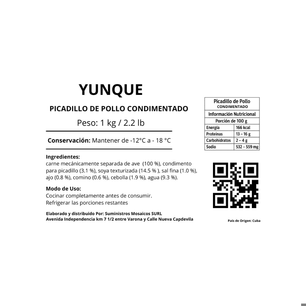 Picadillo de pollo condimentado Yunque (1 kg / 2.2 lb) - 2
