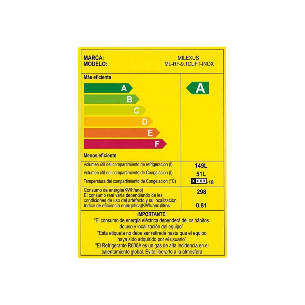 Refrigerador de refrigeración seca de 9.1 pies³ color gris Milexus ML-RF-9.1CUFT-INOX - 6