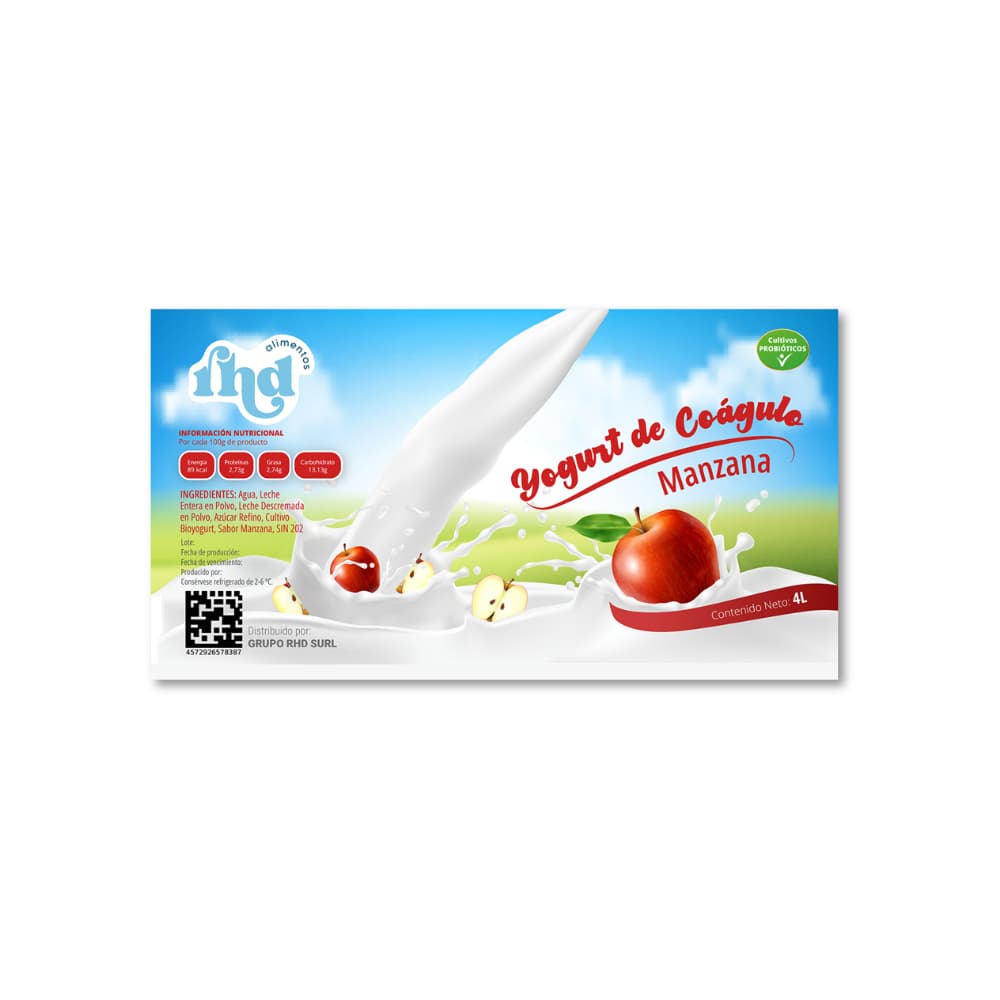 Yogurt probiótico de coágulo sabor manzana RHD (4 L) - 3