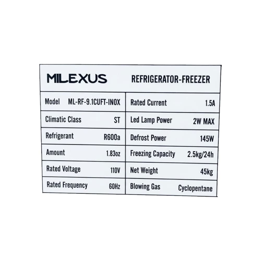 Refrigerador de refrigeración seca de 9.1 pies³ color gris Milexus ML-RF-9.1CUFT-INOX - 5
