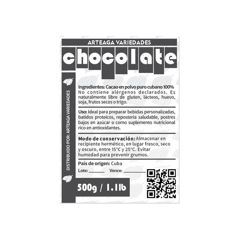 Cacao en polvo puro cubano Arteaga Variedades (500 g / 1.1 lb) - 2