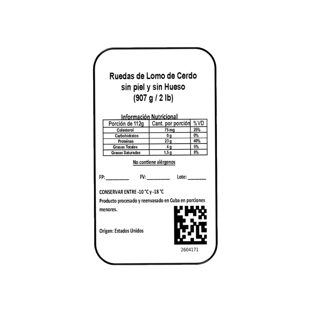 Ruedas de lomo de cerdo sin piel y sin hueso May SM (907 g / 2 lb) - 3