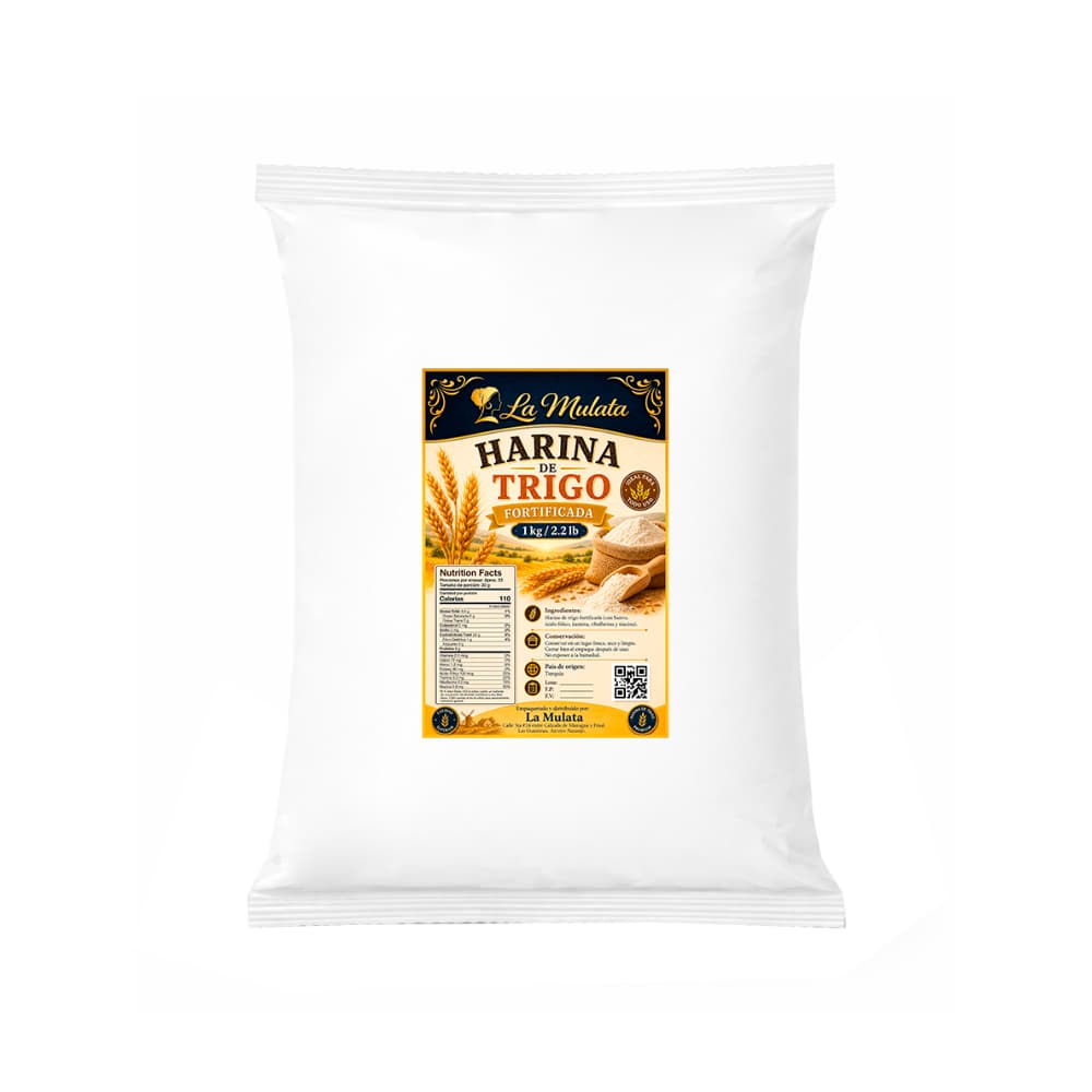 Harina de trigo fortificada La Mulata (1 kg / 2.2 lb)