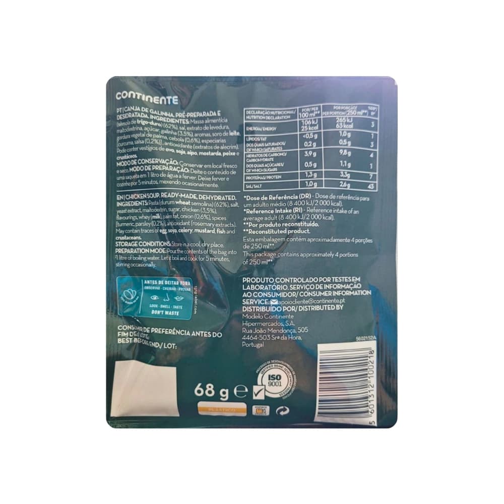 Sopa de pollo Continente (68 g / 2.4 oz) - 3
