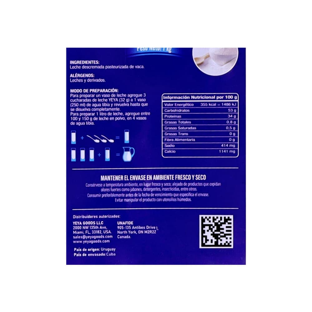 Leche en polvo descremada YEYA (500 g / 1.1 lb) - 3
