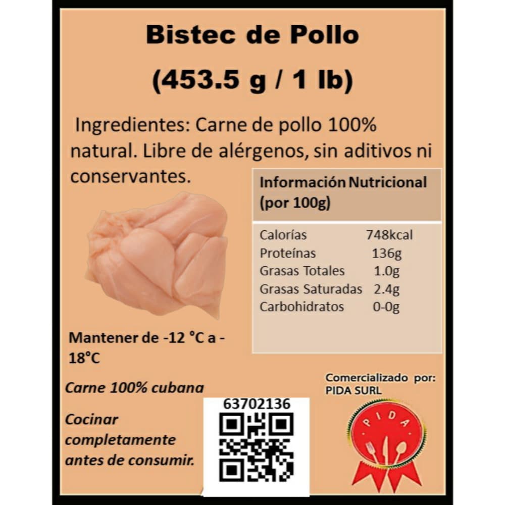 Bistec de pollo Pida (453.5 g / 1 lb) - 3