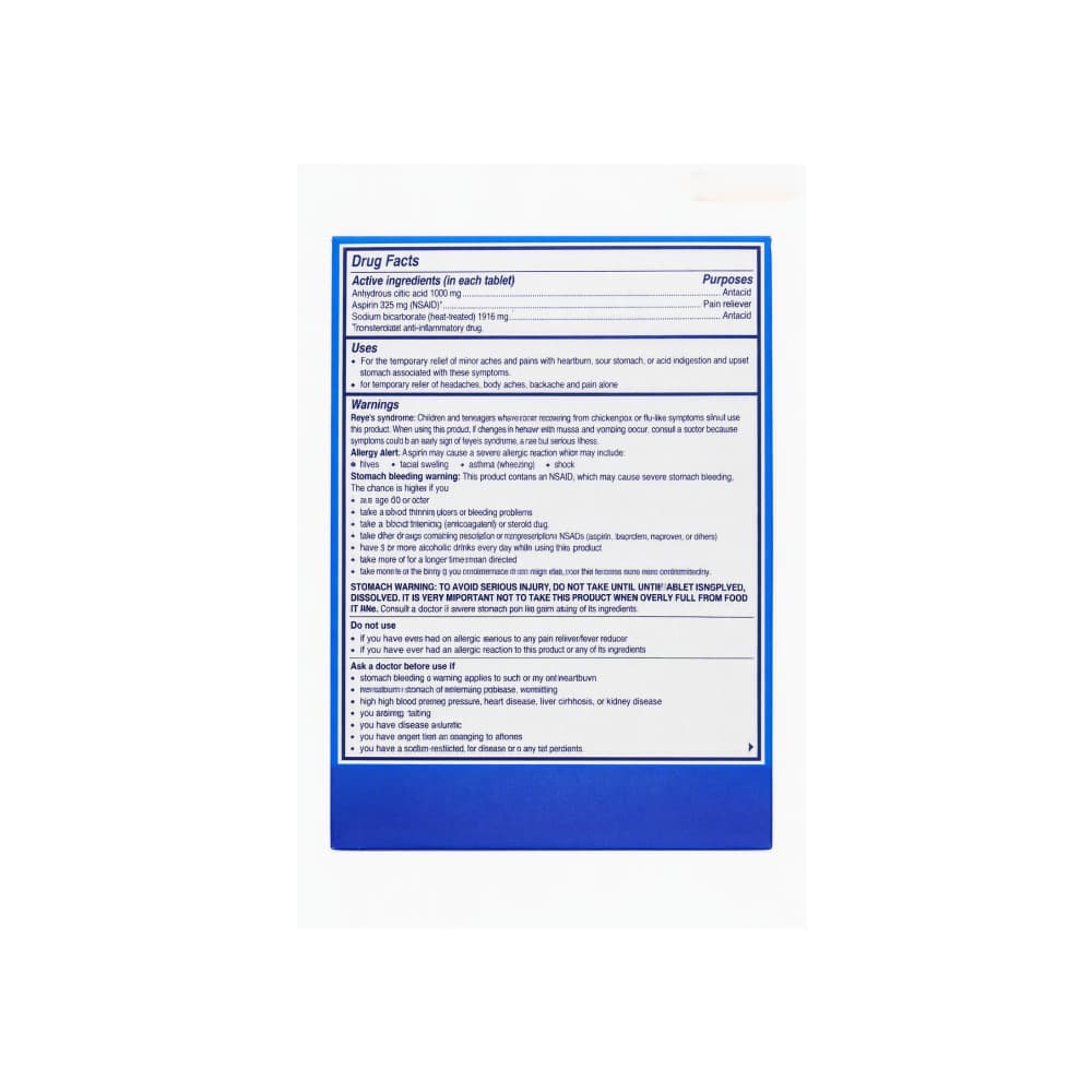 Tabletas efervescentes con ácido acetilsalicílico y bicarbonato de sodio Alka-Seltzer (2 U) - 3