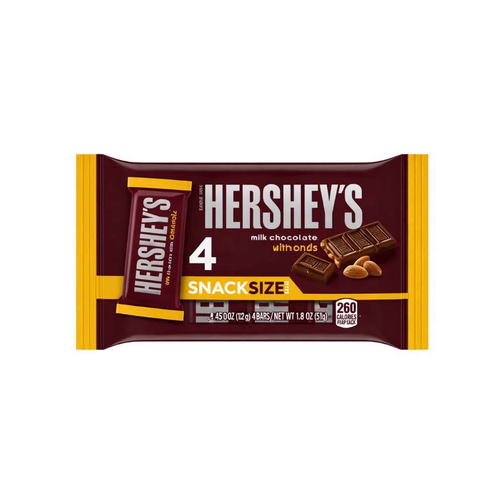 Barras de chocolate con leche y almendras tamaño snack Hershey's (4 x 12 g)