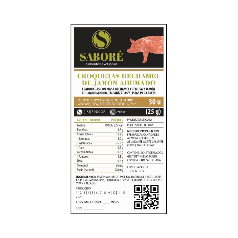 Croquetas bechamel de jamón ahumado Saboré (30 x 25 g) - 2