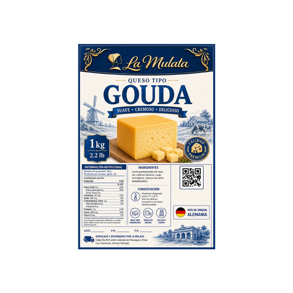 Queso tipo gouda La Mulata (1 kg / 2.2 lb) - 2