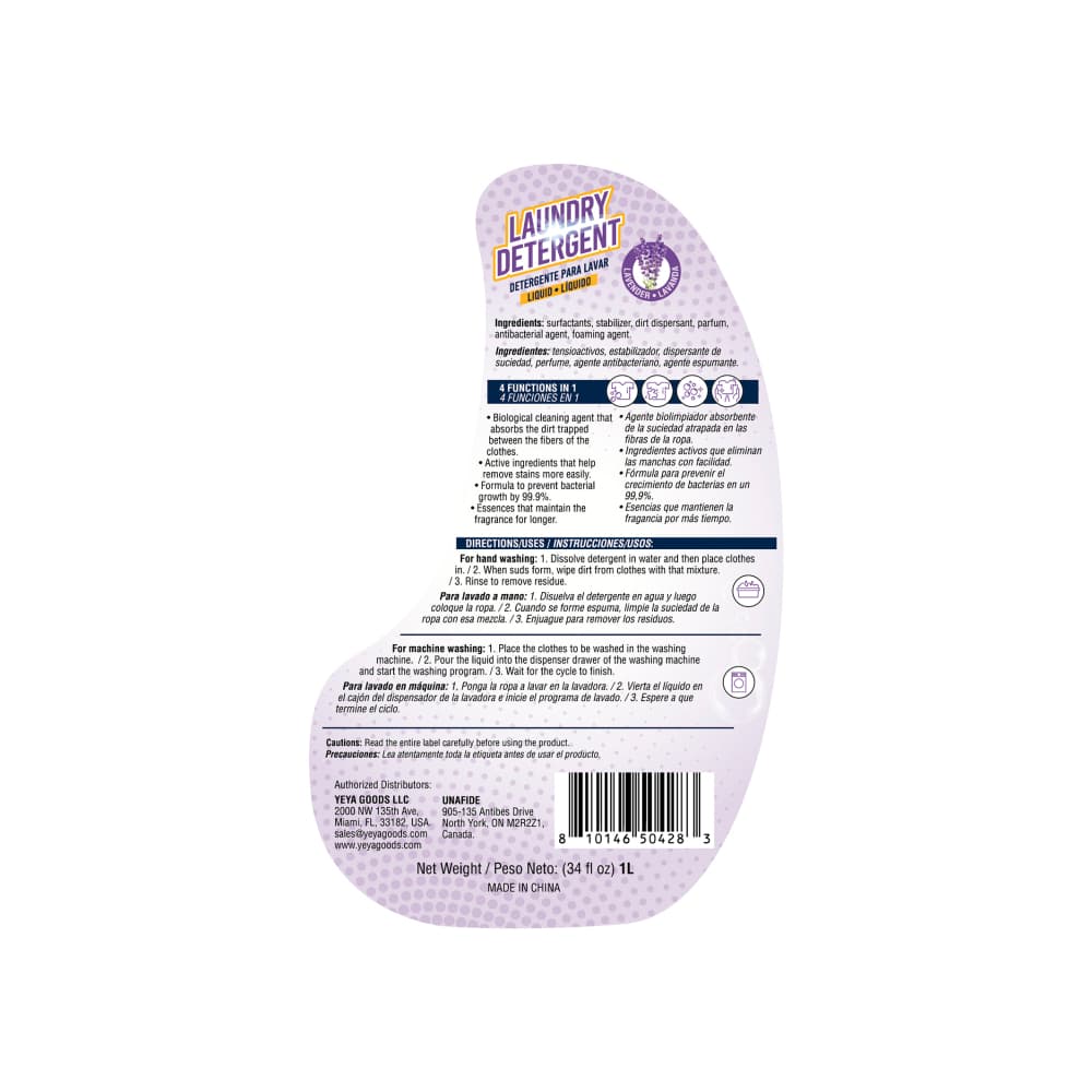 Detergente líquido para lavar con aroma a lavanda YEYA (1 L) - 4