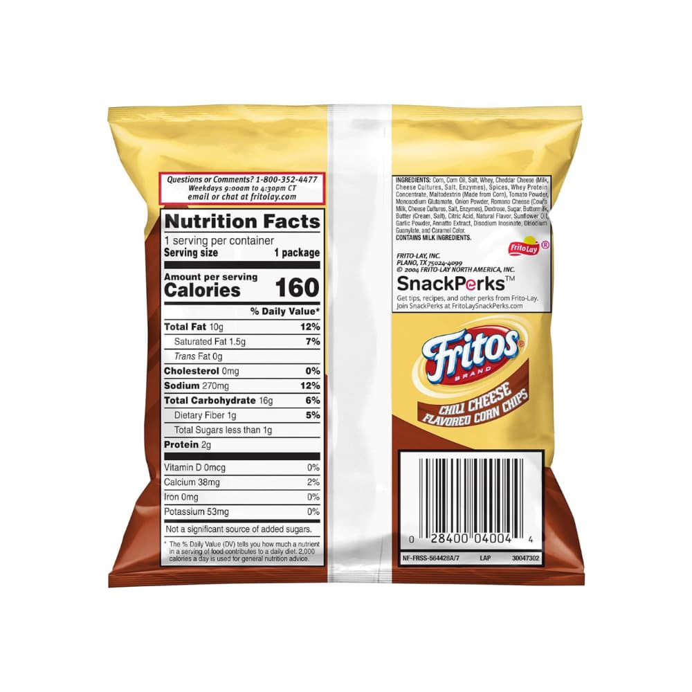 Chips de maíz con sabor a queso chili Fritos (28.3 g / 1 oz) - 4