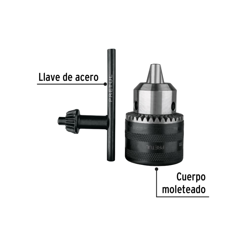 Mazorca de taladro con llave de acero apertura máxima 1/2 Pretul BRO-1/2N-P - 2