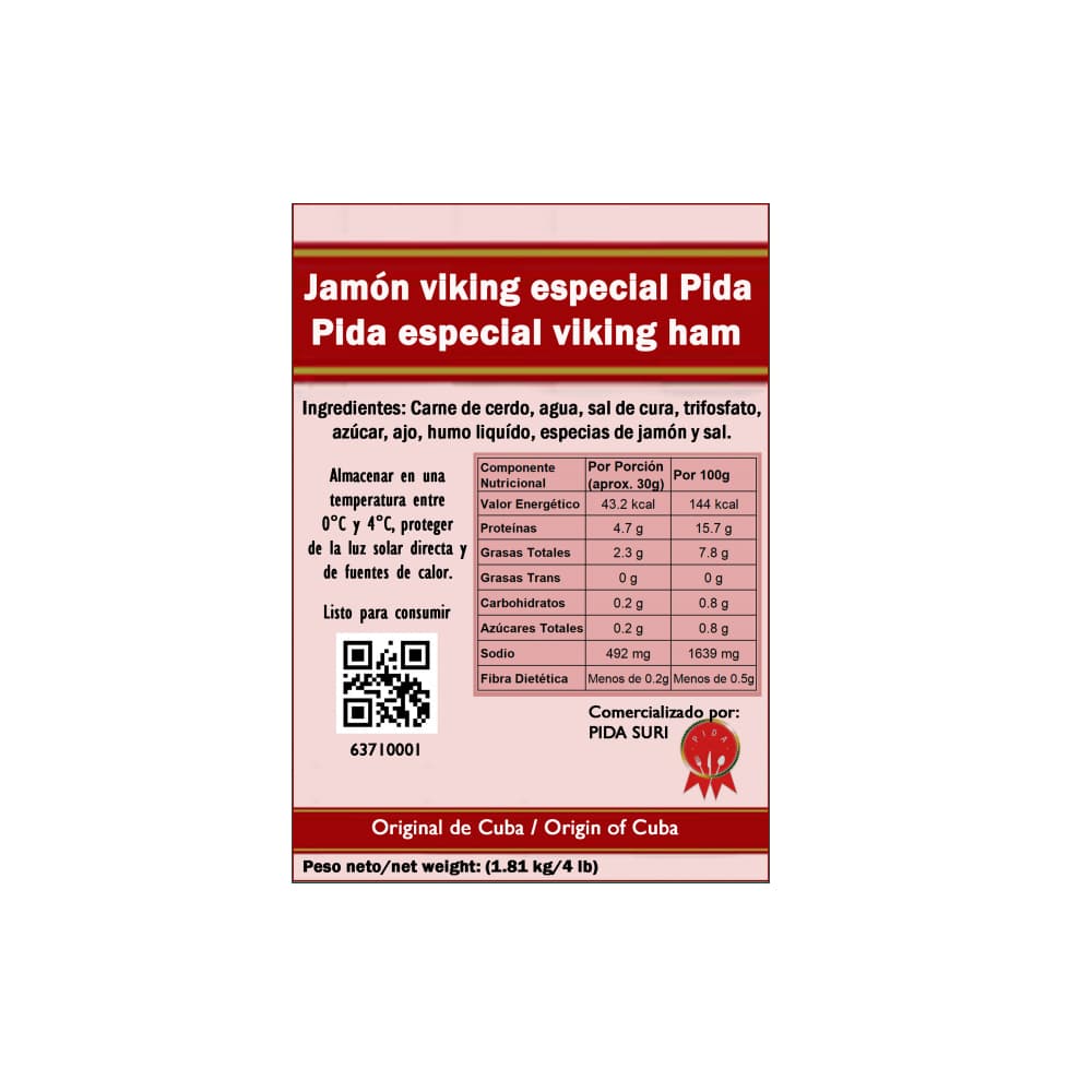 Jamón viking especial Pida (1.81 kg / 4 lb) - 3