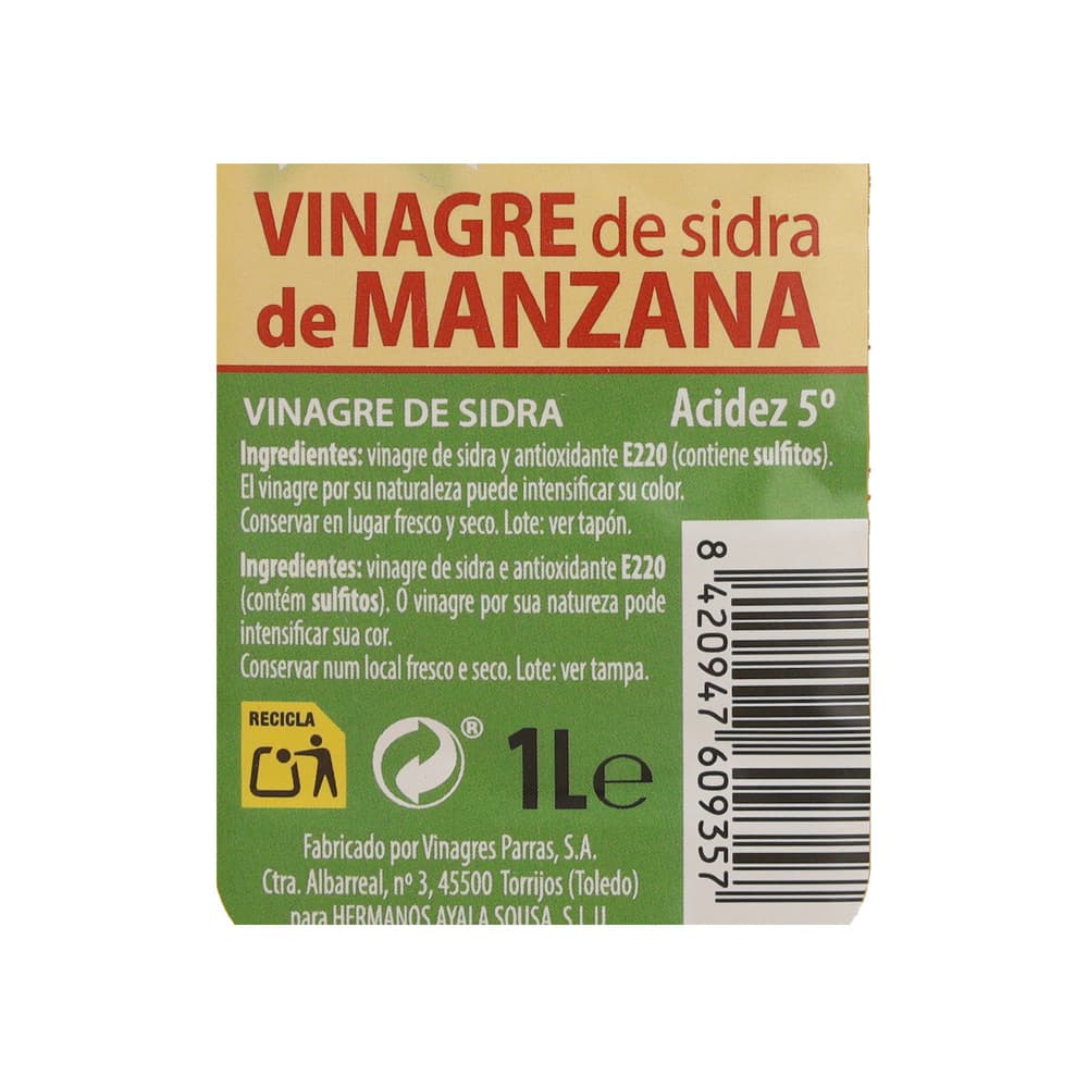 Vinagre de sidra de manzana Ayala (1 L) - 3
