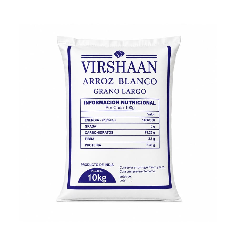 Arroz blanco grano largo Virshaan (10 kg / 22 lb) - 2
